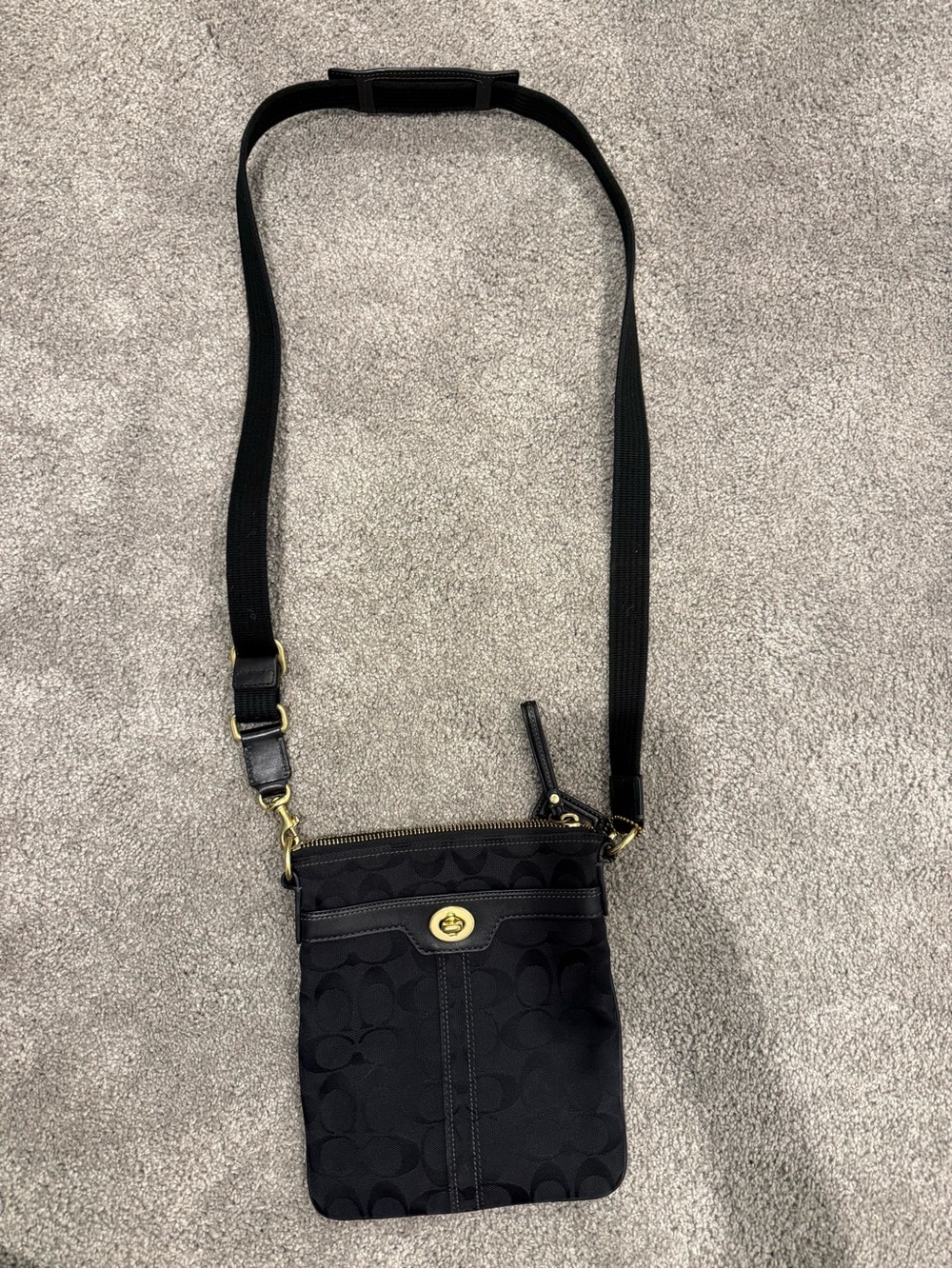 Coach Black Signature C Jacquard Crossbody Bag Y2K